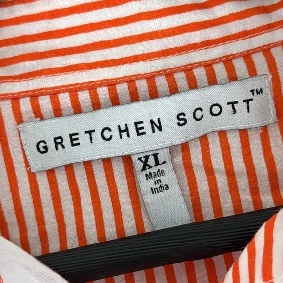 Gretchen Scott Blouse Womens XL Fish Print Button Up Shirt Beach Vacation Cotton - Picture 10 of 12